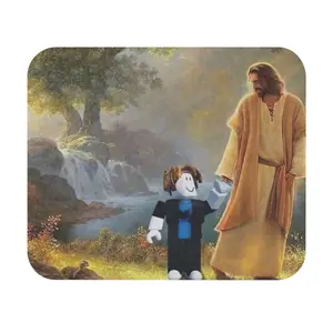 Jesus Walking with Bacon Hair Noob Mouse Pad, Funny Meme Desk Accessory for Gamers, Office Decor, Home Office Essentials