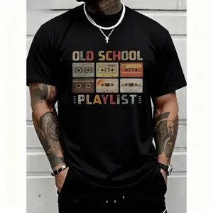 [100% Cotton] Vintage Style T-Shirt With 'OLD SCHOOL PLAYLIST' Graphic – A Tribute To Cassette Tapes T-Shirt For Men And Women