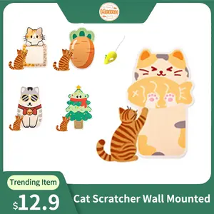 【Buy 1 Get Free Toy Mouse】Wall Mounted Cat Scratching Board Thickened Durable Wear Resistant Protects Furniture from Cat Scratching Suitable for walls Sofas Cabinets Doors Glass Personalized Cat Tree Tower Cat toy mouse Pet supplies Scratcher Kittens