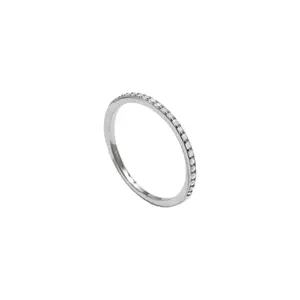 Simple Eternity Moissanite Ring 925 Sterling Silver Sparkling Simple Thin Wedding Band Rings For Women Fine Jewelry