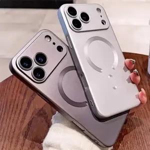 Metallic Paint Magnetic For Magsafe Soft Case For iPhone 17 Air 17 16 15 14 13 Pro Max Plus E Wireless Charge Lens Protect Cover