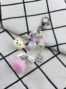 1 PC Colorfast Bear Pudding Keychain, Soft Adorable Style, Multi-Pendant Bead Design, Ideal for Students and Office Workers, Perfect Gift