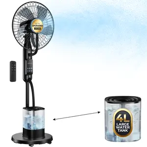 Misting Fan, 5 Speeds 3 Modes Standing Fan, 4L Large Water Tank Floor Fan with Remote for Home, Bedroom, Patio, Outdoor