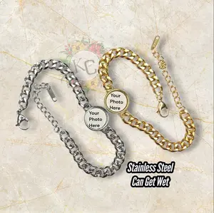 Photo Bracelet Stainless Steel 1 Piece Personalized with Your Photo