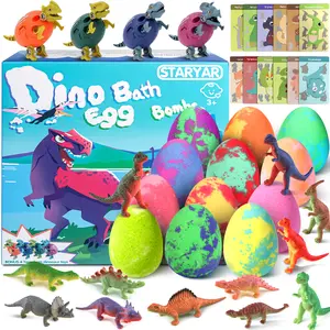 Bath Bombs for Kids with Surprise Toys Inside - 16 Pack Organic Dinosaur Bath Bombs Gift Set, Dinosaur Toys for Kid 3 4 5 6 7 8 9 Years, Easter Gifts for Kids, Easter Basket Stuffers, Bubble Bath Toys