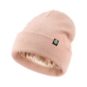 Hot-selling Knitted Hat Winter Outdoor Warm Pullover Ear Protection Hat Silk Lined Unisex Beanie for Men & Women