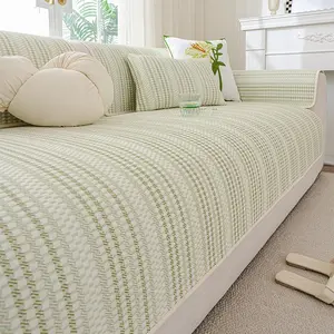 Liangdoudou summer ice-sensation sofa cushion, single piece anti-slip and anti-cat scratch sofa cover, with interwoven lines creating a classical and elegant style, is highly suitable for living rooms, bedrooms, and offices, made of 100% polyester