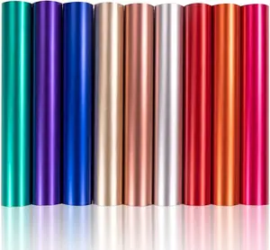 Matte Metallic Vinyl Permanent, 9 PCS 12 "x12 " Metallic Vinyl Sheets - Permanent Adhesive Vinyl for Cricut Machine & Silhouette Cameo