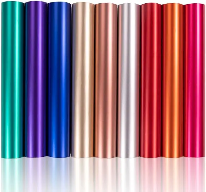 Matte Metallic Vinyl Permanent, 9 PCS 12 "x12 " Metallic Vinyl Sheets - Permanent Adhesive Vinyl for Cricut Machine & Silhouette Cameo