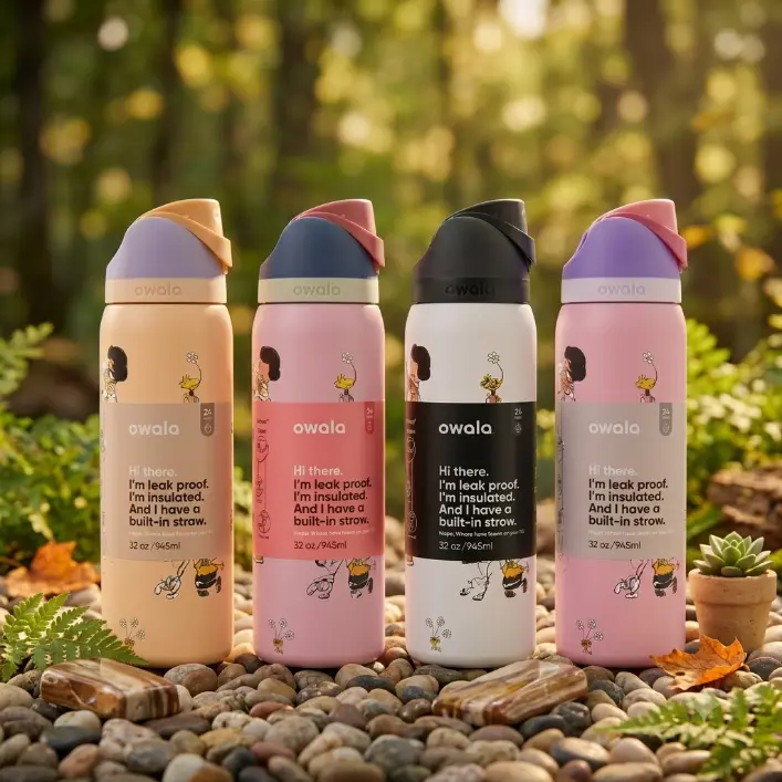 Authentic Owala FreeSip 32oz Cartoon Limited Edition Bottle | Cute Character Stainless Steel Insulated Water Bottle with Straw Lid Drinkware