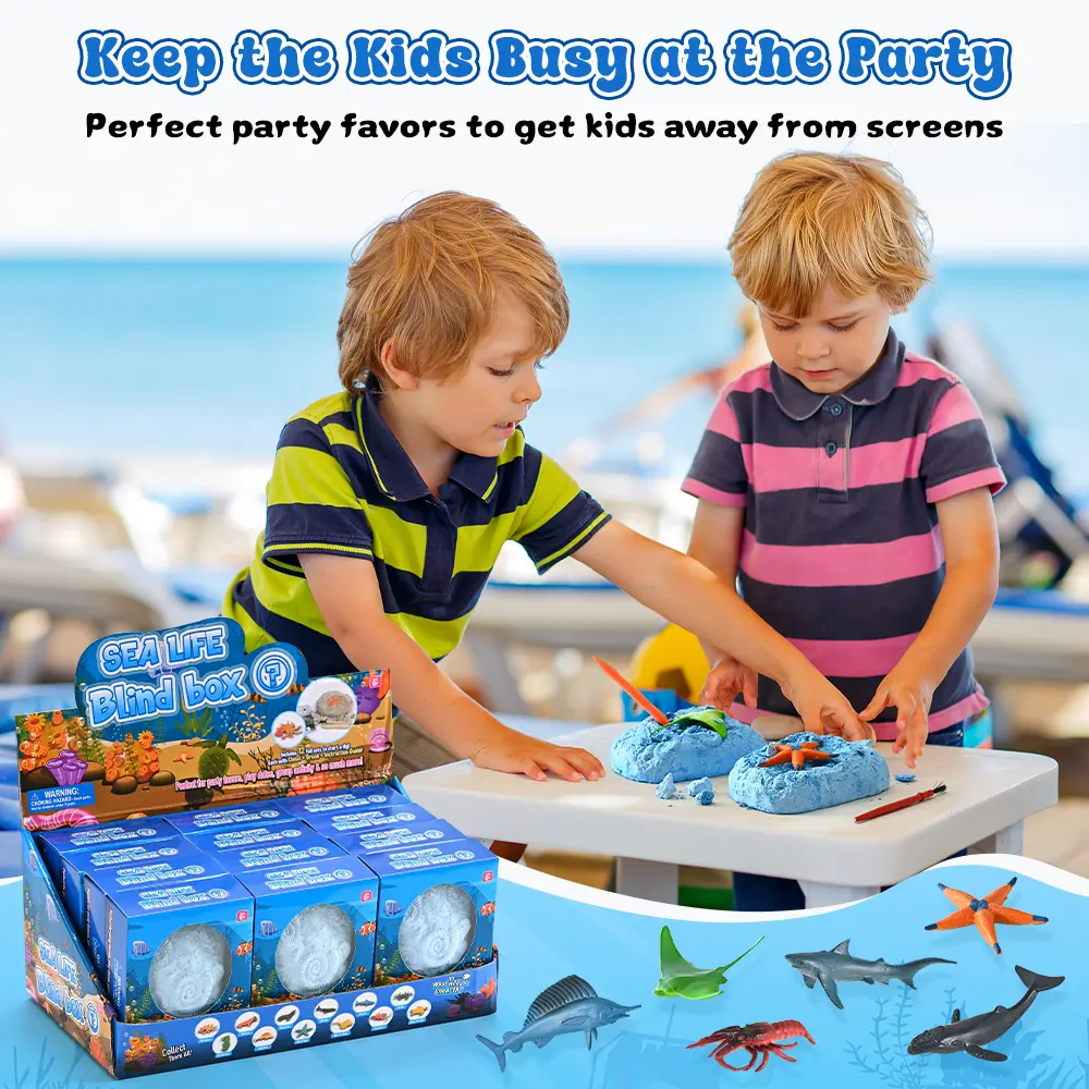 12-Piece Compact Archaeological Marine Creatures Kids Toys, Sea Life Dig Kit, STEM Educational Science Toy, Cool Gifts for Kids Age 6+ for Birthday Party Favors