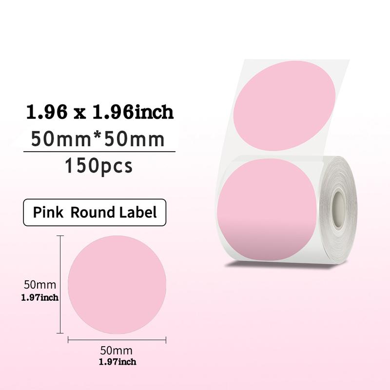 50x50mm Round Adhesive Labels, Direct Thermal Labels, 150 Roll for Phomemo M110 M200 M220 M120 M221, Durable Thermal Paper Stickers