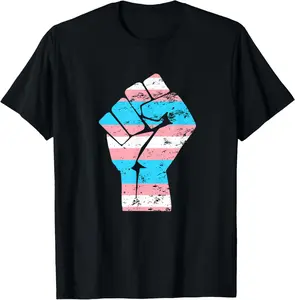 Resist Fist Transgender Flag Trans Pride T-Shirt        Graphic tees