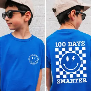Youth 100th Day Of School Shirt, 100 Days Smarter Tee, Men And Women, Statement Pieces, Fashion For Every Occasion, Classic Cotton, Menswear Top