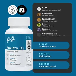 Formula IQ Anxiety IQ 60 Capsules for Reduced Anxiety & Stress Management & Elevated Mood Support