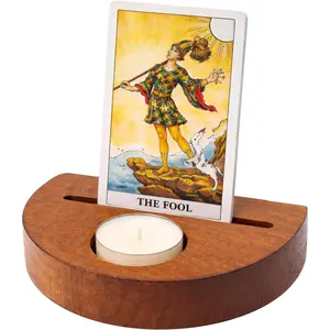 Wooden Tarot Card Holder Stand Display Cute Witchy Moon Desk Decor for Oracle Lenormand Meditation Daily Affirmation Card Case Reading Accessories Pagan Altar Wiccan Supplies Mystical Gift for Women
