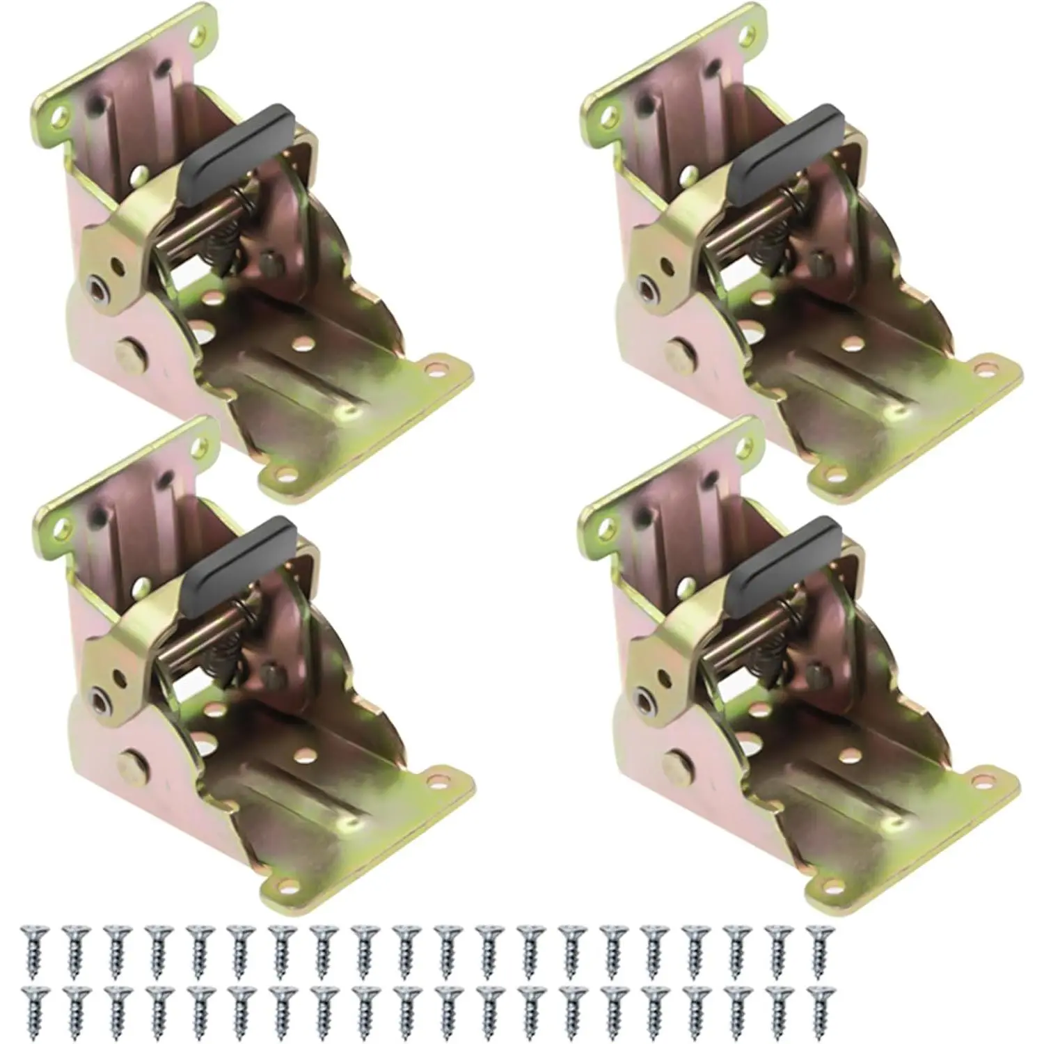 4 Psc Foldable Bracket,Heavy Duty Foldable self Locking Hinge 90 Degrees Folding Hinge Bracket Lock Extension Support Hardware for Table Leg Bed Leg Feet