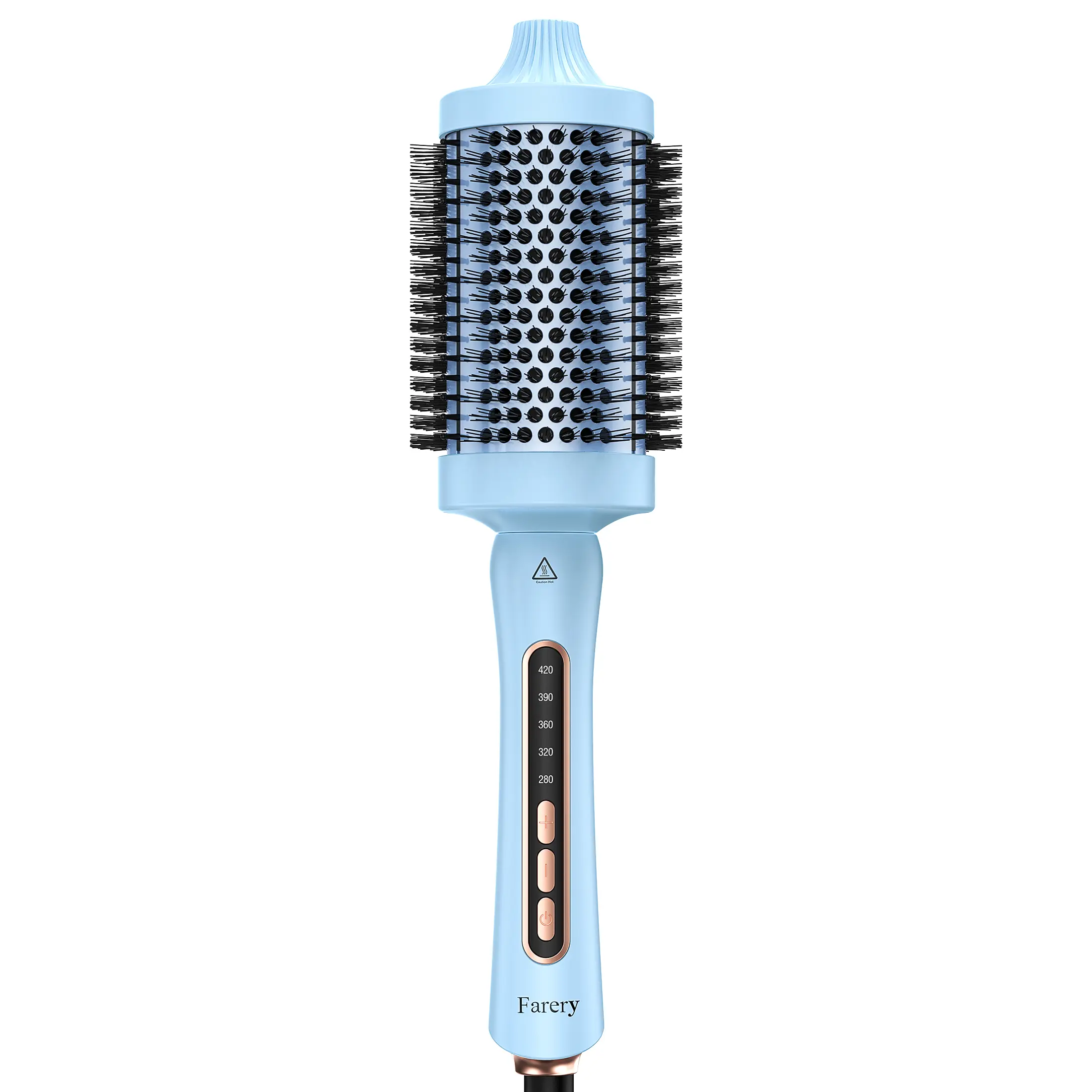 Farery 2.4" Large Barrel Thermal Brush, Heated Round Brush for Voluminous Big Curls, Waves Long Hair, 5 Heat Settings (280-420°F), Dual Voltage