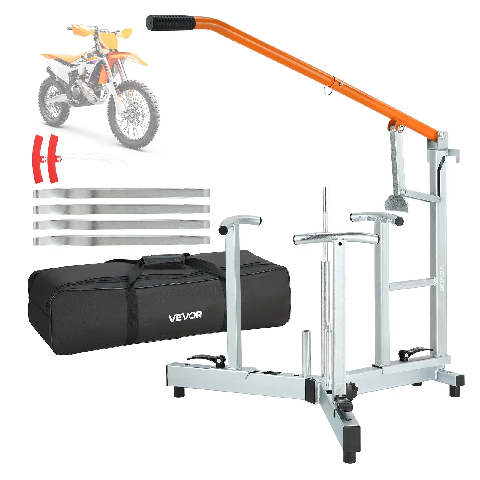 VEVOR Heavy Duty Dirt Bike & Dual Sport Tire Changer Kit, Fits 16"-21" Wheels & 15/17/20/25 mm Axles, Includes Bead Breaker, Irons, Protective Sleeves & Carrybag, Garage Organization, Bike Tools & Equipment, Tubeless/Tube Ready, Compact & Portable Storage