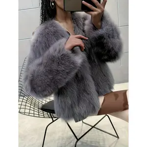 Women's Elegant Soft Plush Faux Fur Coat with PU Finish - Solid Color Fall Winter Outerwear Hand Wash/Dry Clean Non-Stretch Casual & Formal Wear