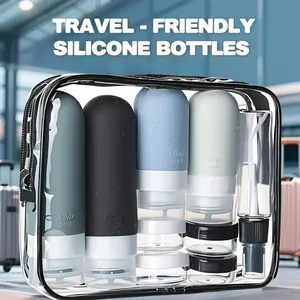 Collapsible Silicone Travel Bottles Set - Leak-Proof for Shampoo/Lotion......, Reusable & Squeeze Design. TSA Carry-On Approved,  multi-piece design. Gym/Trip Essential，Eco-Friendly silicone travel bottles leakproof toiletry Multifunctional Storage