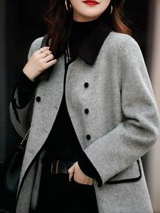 women's colorblock wool coat, casual fashion long sleeve coat for fall & winter, women's clothing for daily wear, coats for women
