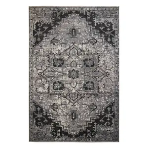 212 MAIN Gray Medallion Power-Loom Rectangle Area Rug, 2 x 3 ft, Contemporary Home Decor, High-Traffic Low-Pile Rugs, Soft Thick, Neutral-Tone, Stain-Resistant, Soft Thick Rugs