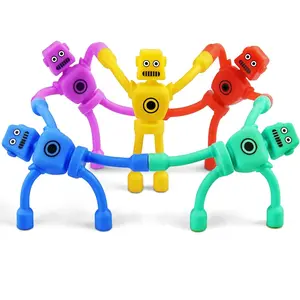Magnetic Robot Men Travel Toys for Toddlers Boy Kids 5PC Airplane Road Trip Car Travel Activities Essential Cool Magnet Sensory Fidget for Classroom Gift for Boy 3 4 5 6 7 8 Year Old Stocking Stuffers