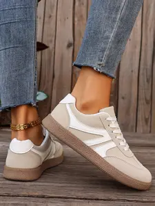 Women's Soft Textile Sneakers, Sports Shoes, Rubber Sole, Plain Design, Casual Style, All-Season Footwear, Perfect for Spring