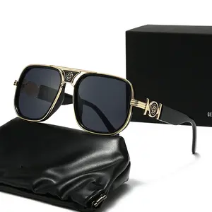 Classic Oversized Sunglasses Metal Frame UV Protection Unisex Fashion Luxury Sun Glasses