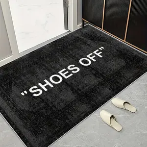 Velvet Fun Remove Shoes Text Rug, Indoor Outdoor Non-Slip Mat, Door Mat, Kitchen Dining Hallway Bathroom Bedroom Decor, Non Slip Rugs
