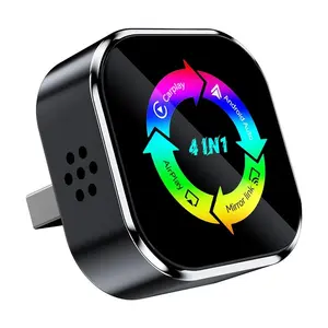 2026 New 4-in-1 CarPlay Wireless Adapter - iPhone/Android Compatible | Fast Connection, Hands-Free Calling, AirPlay, Mirror Link, Netflix, Youtube type-c adapter Bluetooth 5.0 fast transmission, ultra-HD stereo sound