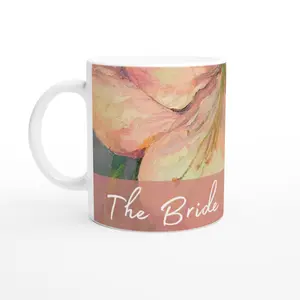 'Bride' 11oz White Ceramic Mug | Bridal Collection with 'Amaryllis' Artwork by American Artist Barbara Cleary