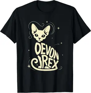 Typography Art Devon Rex Pixie Cats T-Shirt