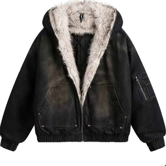 Men’s Vintage Washed Leather Sherpa-Lined Bomber Jacket