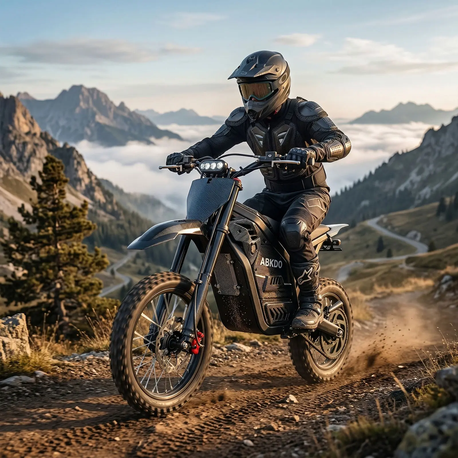 Off-road Ebike, 4000W Peak Electric Bicycle with 48V 23AH Battery, 40-mi Range, 45 MPH Speed, 14in Tires, Front Suspension, Headlights & Safety Warning Lights for Snow Mountain Road Riding