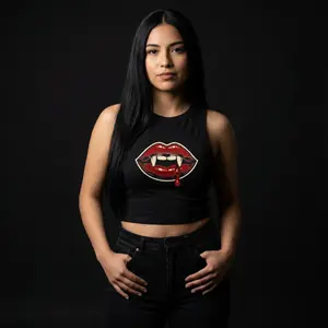 Vampire Lips Crop Tank | Goth Alt Girl Top | Dark Feminine Vampirecore Shirt