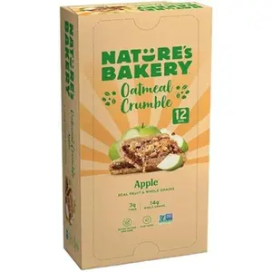 Nature's Bakery Oatmeal Crumble Bars, Apple, Real Fruit, Vegan, Non-GMO, Breakfast Bar, 1 Box With 12 Twin Packs (12 Twin Packs)