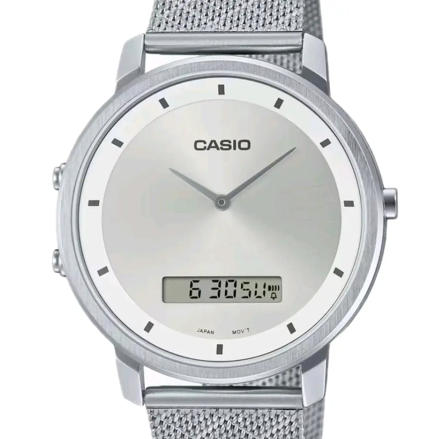 brand new Casio mesh bracelet dual time men's s classic Watch MTP-B200M-7E