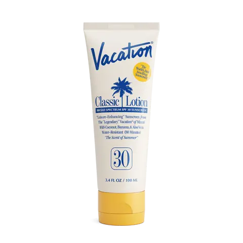 Vacation Inc Classic Lotion SPF 30 - Sunscreen Lotion, Lightweight, No White Cast, Water-Resistant, Dermatologist-Tested, Vegan, Travel Size | 3.4 Fl Oz