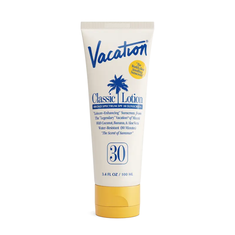 Vacation Inc Classic Lotion SPF 30 - Sunscreen Lotion, Lightweight, No White Cast, Water-Resistant, Dermatologist-Tested, Vegan, Travel Size | 3.4 Fl Oz