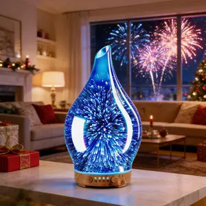 ISUNMEA Oil Diffuser 3D Glass Aromatherapy Ultrasonic Humidifier, Air Refresh Auto Shut-Off, Timer Setting, BPA Free for Home Hotel Yoga Leisure SPA Gift 150ml Last 6H