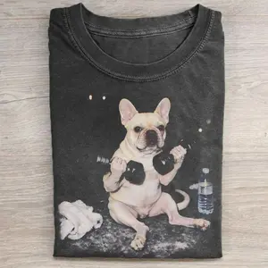 Comfort Colors Funny Fitness French Bulldog T-shirt, Vintage 90s Edgy Dog Meme Tee, Unisex Fit Design, Casual Streetwear, Gift for Dog Lovers