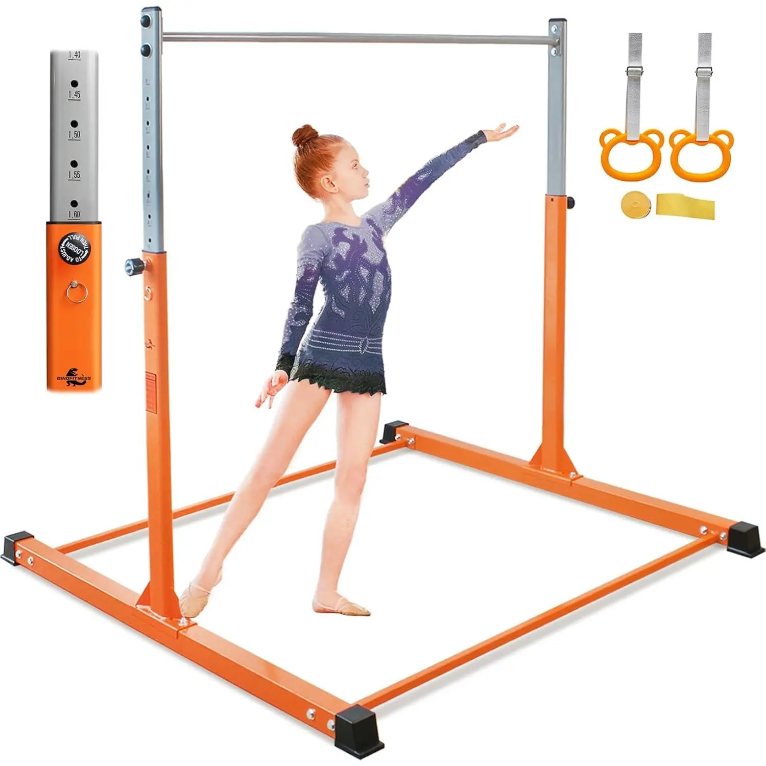 Gymnastics Bar for ,11 Levels Adjustable Height Gymnastics Equipment for Home,Thickened Upright Tube Gymnastic Horizontal Bars,No Wobble Gymnastics bar for  Ages 3-16