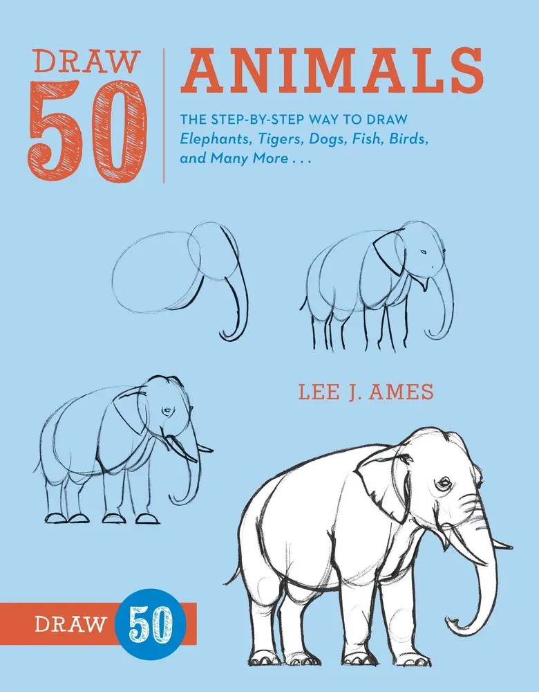 USED Book - Draw 50 Animals: The Step-By-Step Way to Draw Elephants, Tigers, Dogs, Fish, Birds, and Many More... by Ames, Lee J. (Paperback) - english