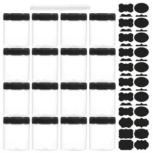 16Pcs 16oz Plastic Jars with Screw On Lids,Labels Refillable Empty Round Slime Containers for Storing Dry Food, Honey Jam, Cream, Butter, Lotion - Home Improvement.