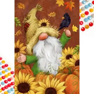 5D DIY Full Drill Round Diamond Painting - Diamond Art Kit Scarecrow Mosaic, Canvas - DIY Wall Decor, Home Wall Art, Suitable for Halloween, Christmas, Birthday, and Anniversary Gifts