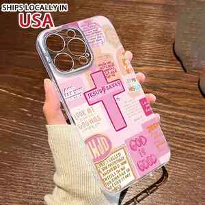 A Transparent TPU Phone Case Featuring a Design of a Cross And Jesus, Providing Full Protection for The Phone Against Drops And Fingerprints, Compatible with Iphone 16, 15, 14, 13, And 12. Cover Protective Protector Smartphone Casing Cellphone