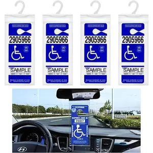 4PCS Portable Handicap Placard Holder, Ultra Transparent Disabled Parking Permit Placard Sleeve Protective Holder Cover with Large PVC Hanger, Holder for Disability Parking (4)