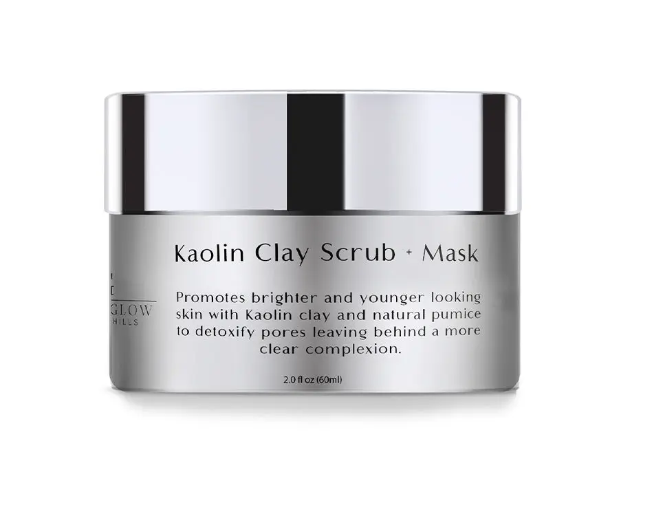 Kaolin Clay Scrub + Mask 2oz 60ml for All Skin Types Promotes Brighter Smoother Skin Detoxifies Pores